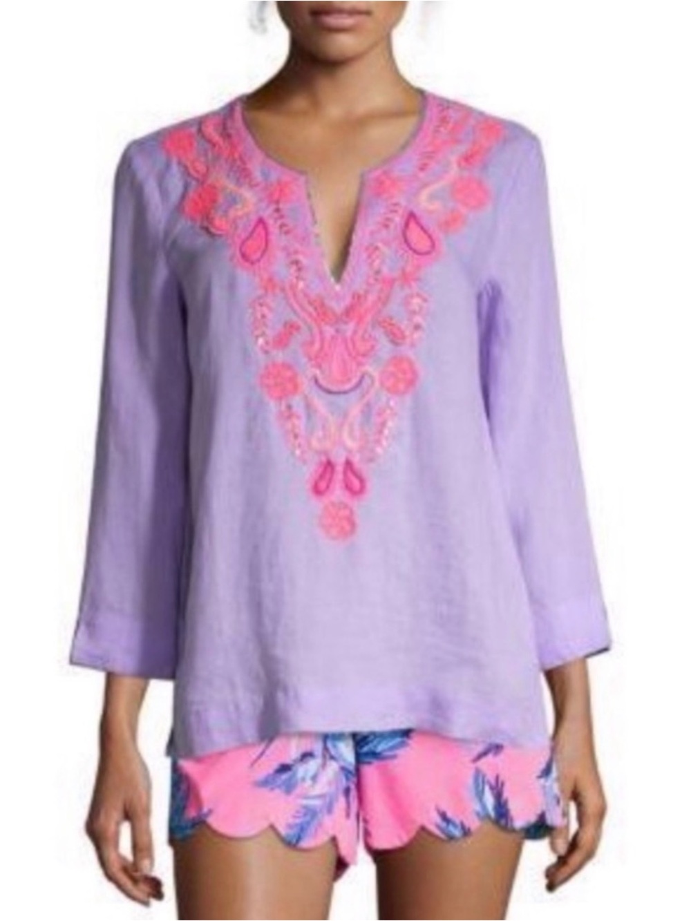 Lily Pulitzer Amelia Island Embroidered  Tunic Top